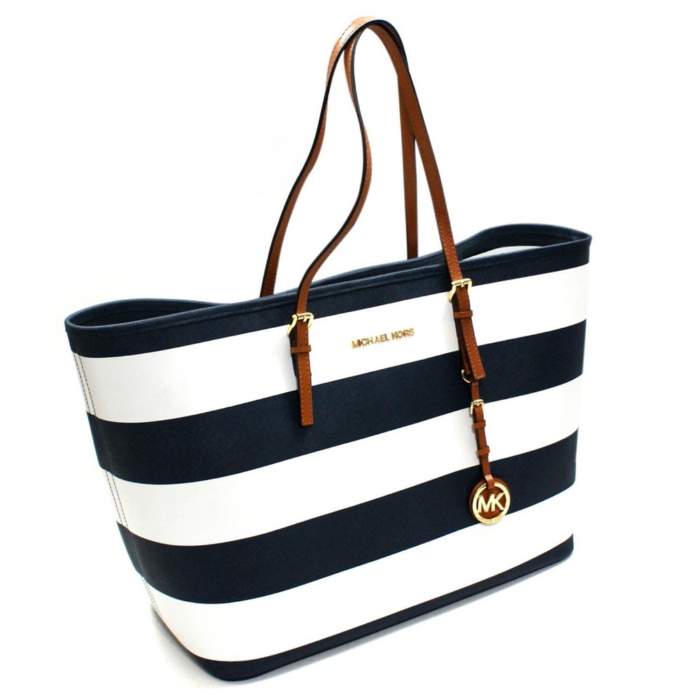 Michael Kors Jet Set Travel Stripe Navy/White Med.